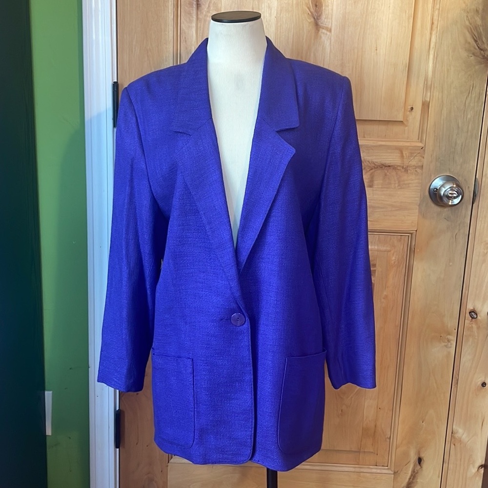 NORDSTROM TOWN SQUARE Purple 2-Pocket Lined Blazer Jacket 90s Preppy Heathers